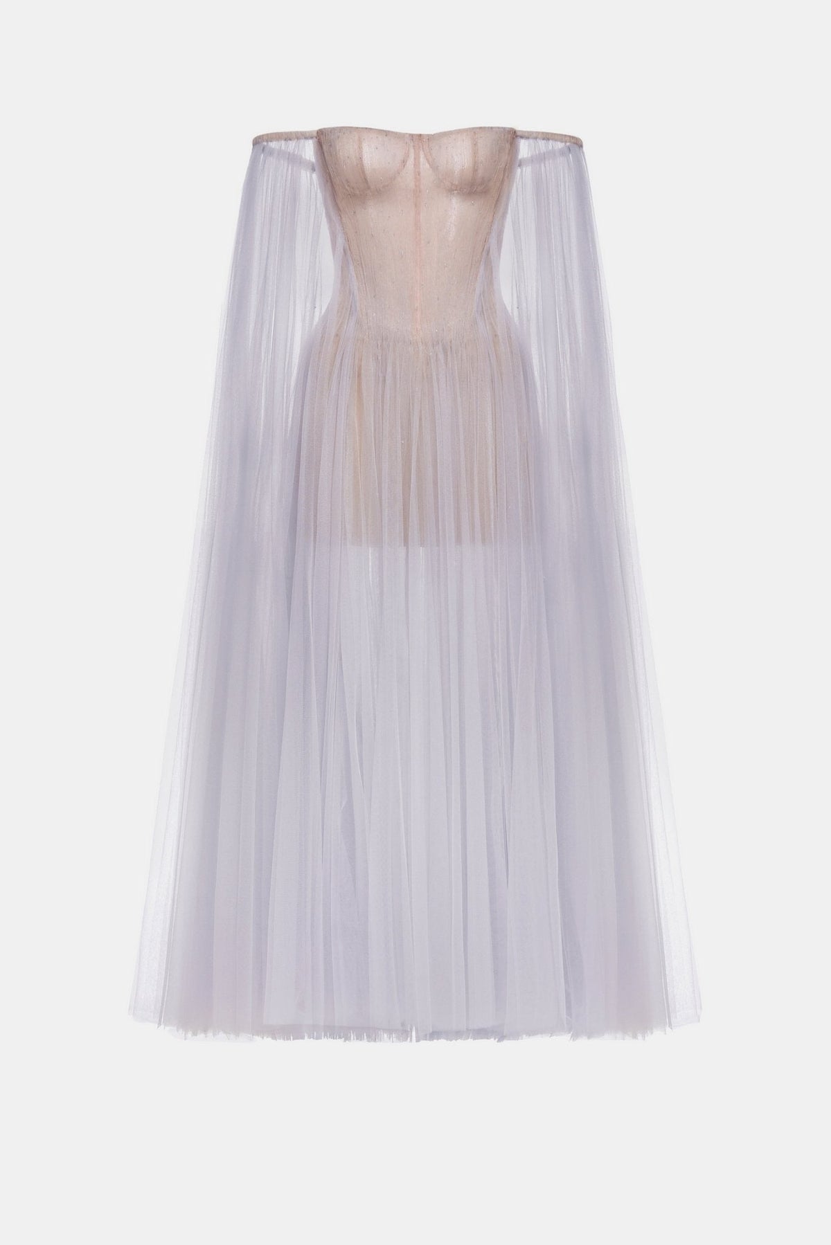 Violet Tulle Off-shoulder Midi Dress by Montsand