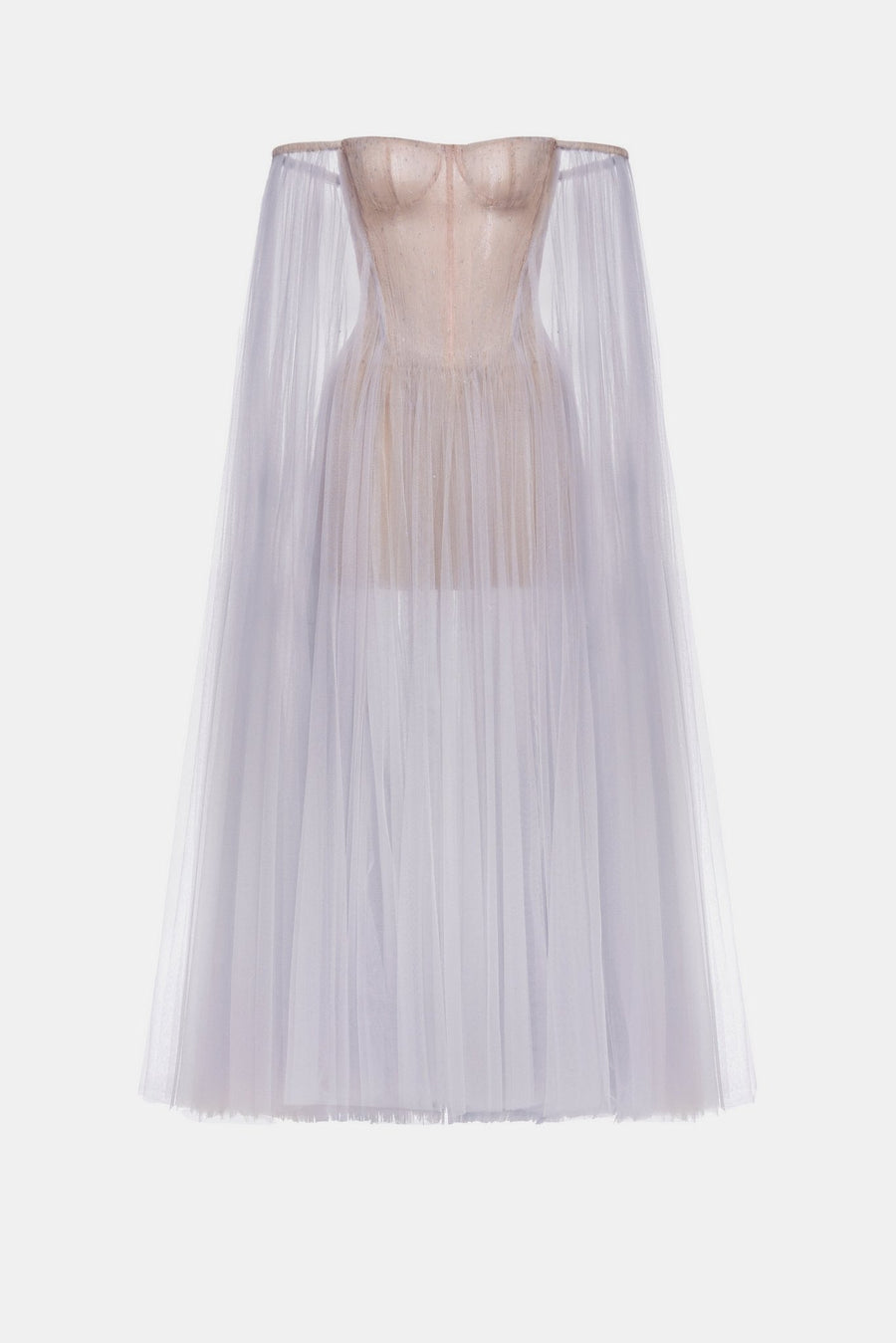 Violet Tulle Off-shoulder Midi Dress