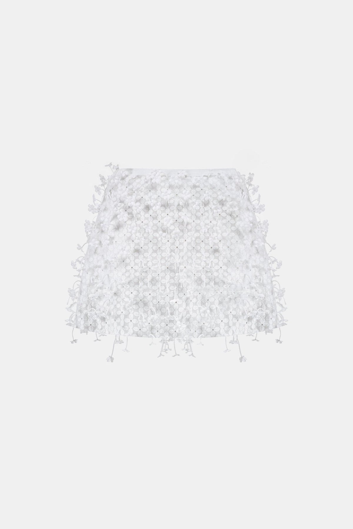White 3D Floral Mini Skirt by Montsand