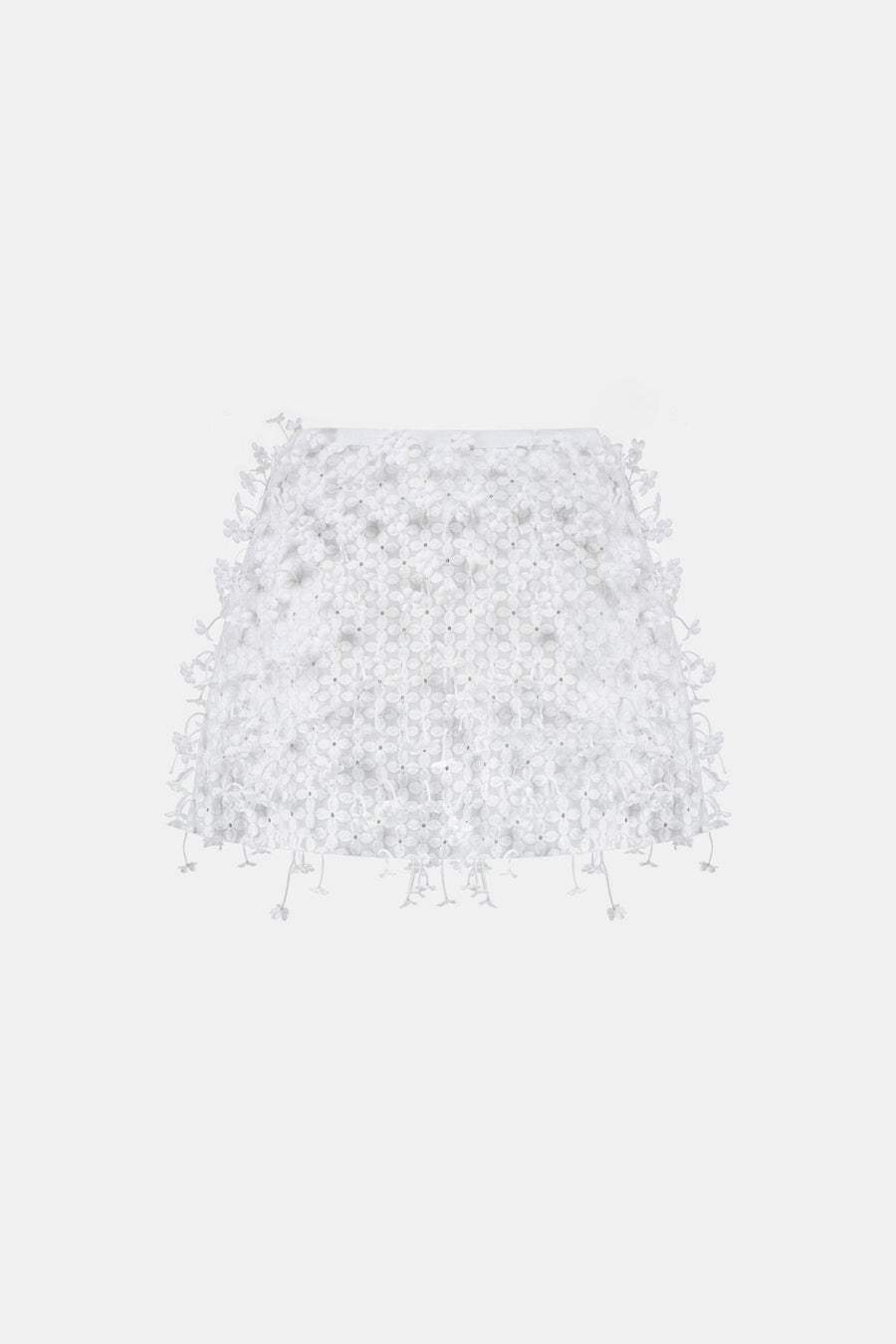 White 3D Floral Mini Skirt