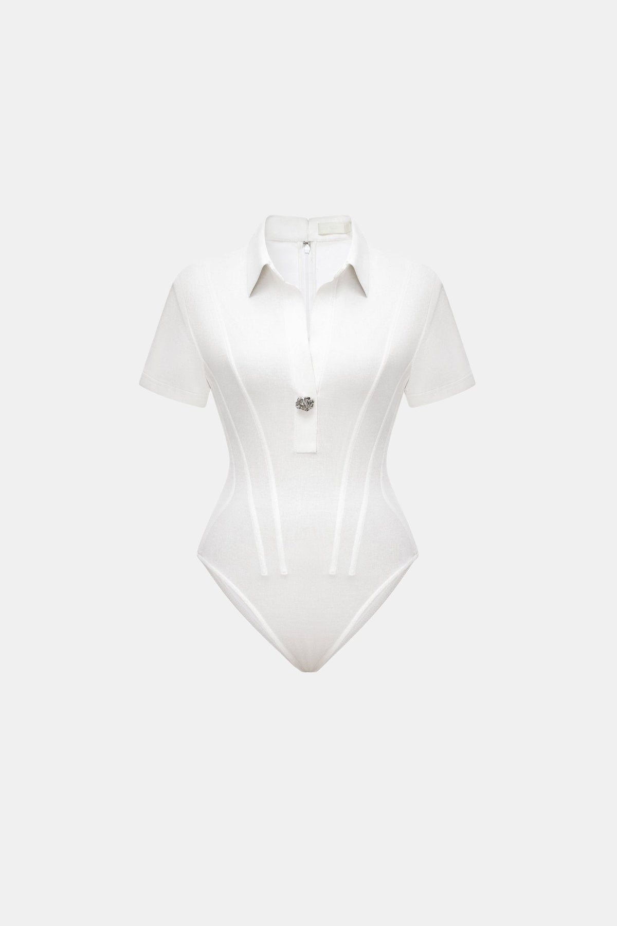 White Corset Polo Bodysuit by Montsand