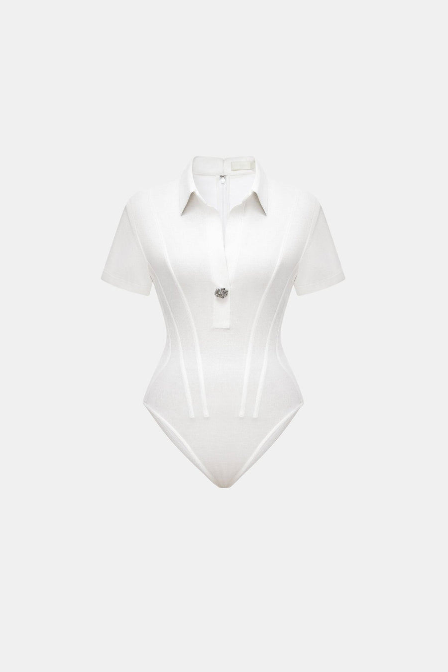 White Corset Polo Bodysuit