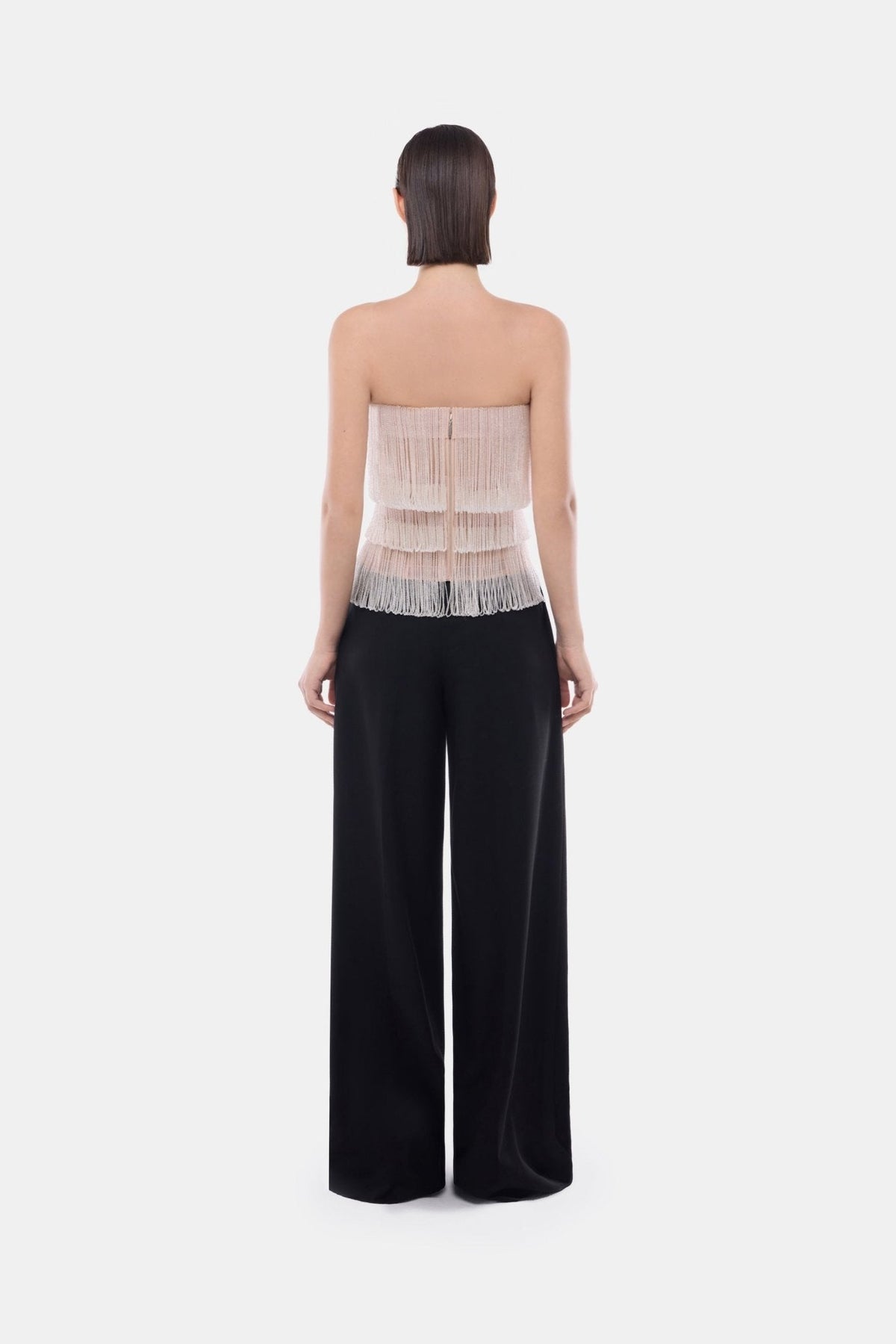 White Crystal Fringe Tube Top by Montsand