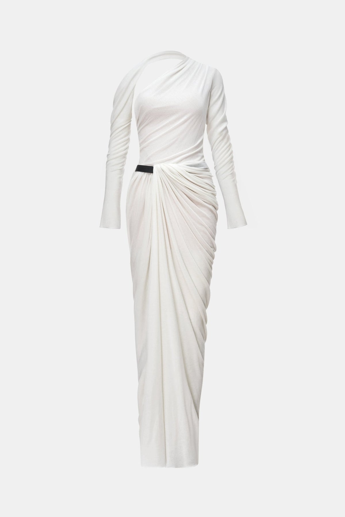 White Draped Asymmetric Maxi Dress by Montsand