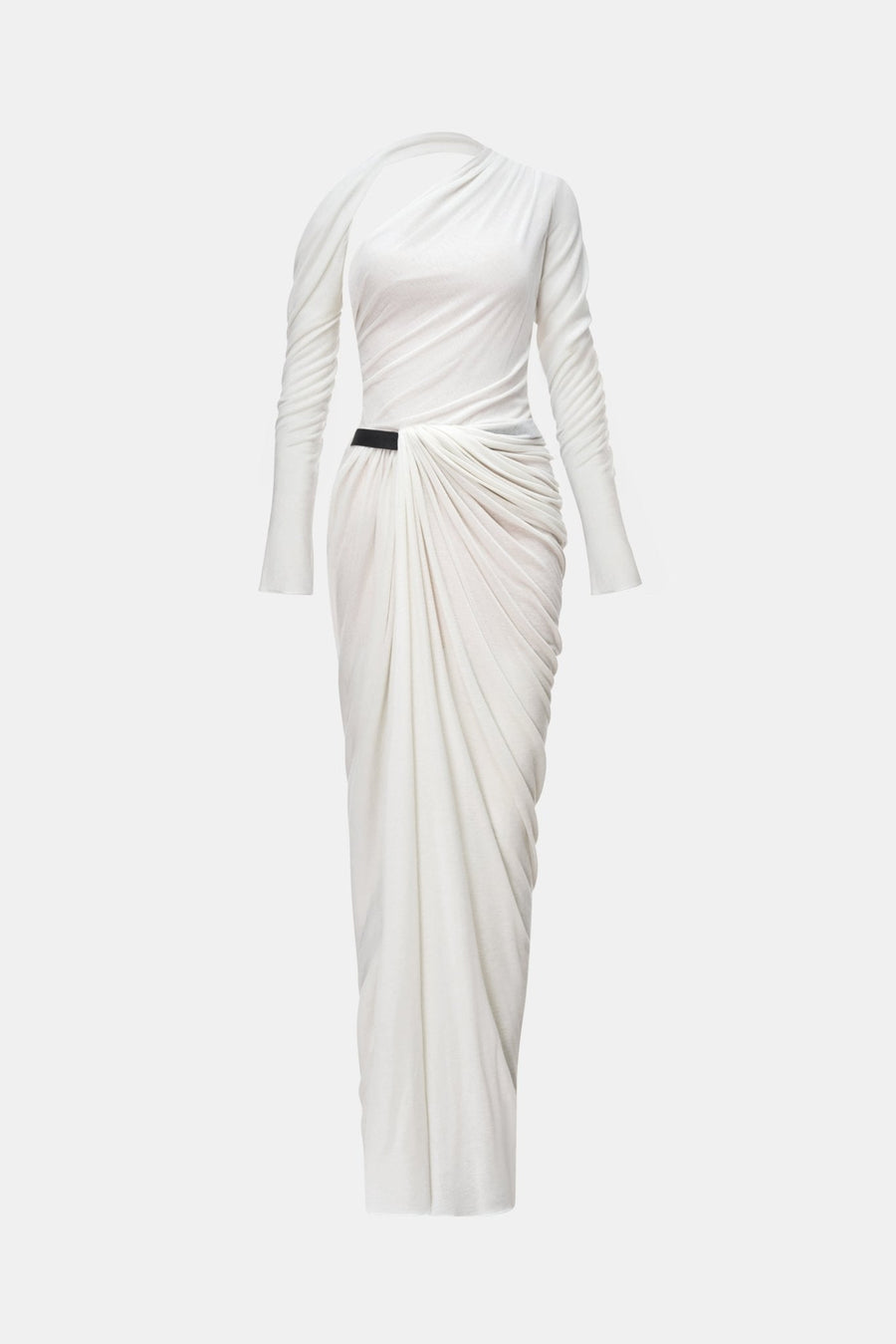 White Draped Asymmetric Maxi Dress