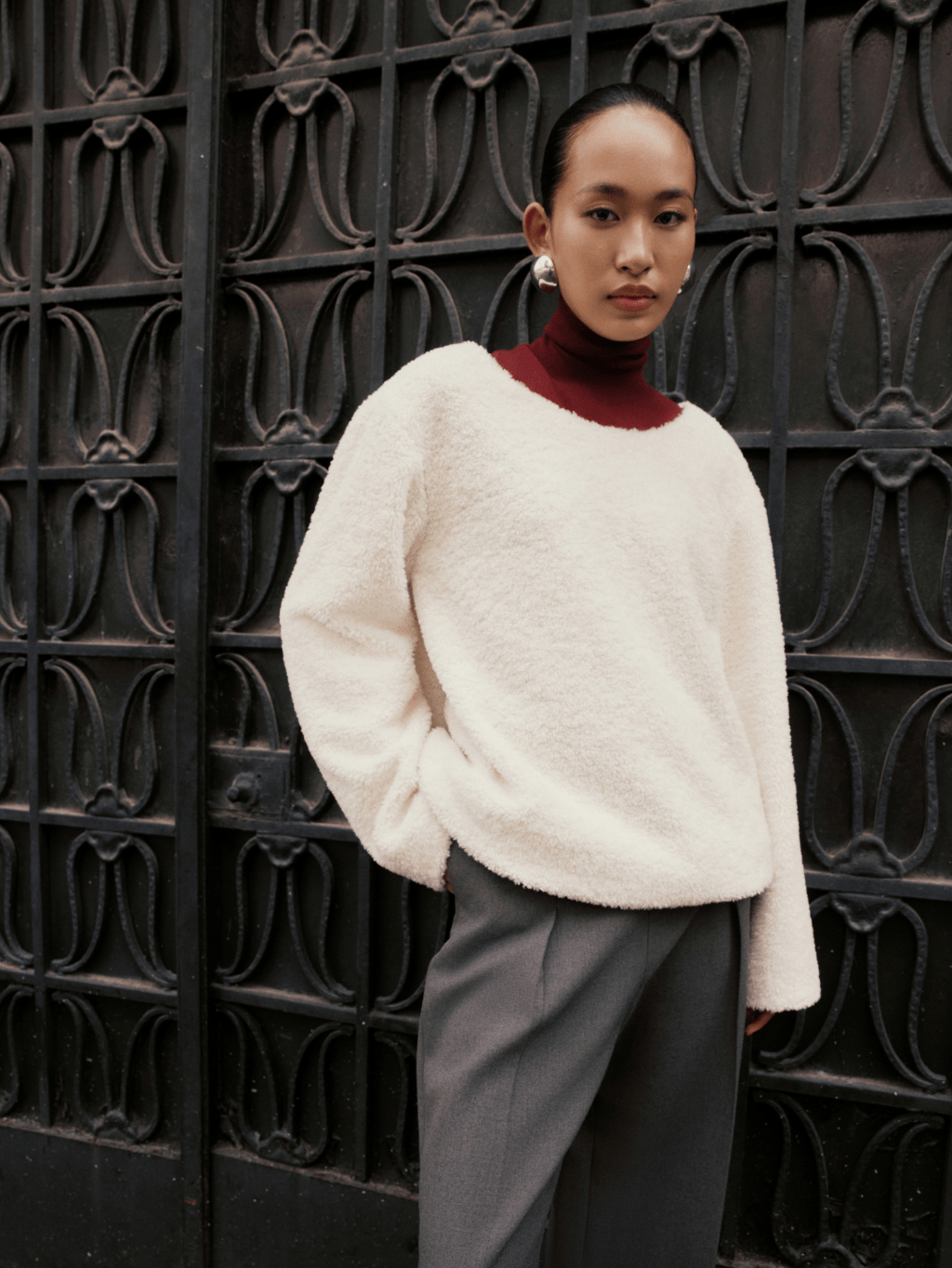 White Faux Fur Top by COCOSIN