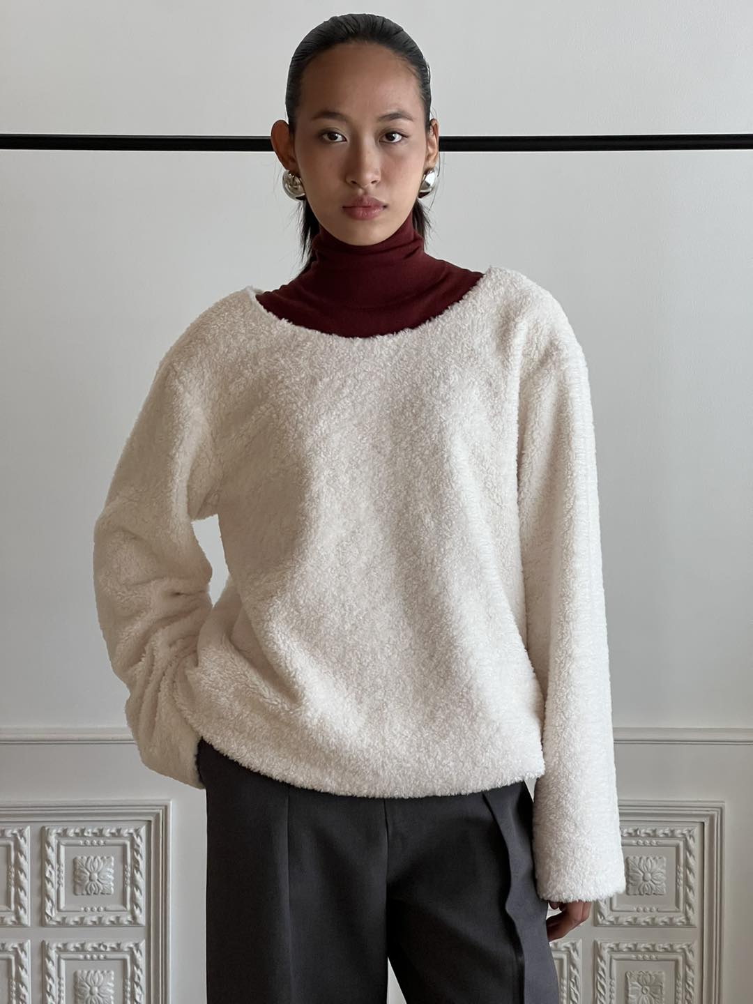 White Faux Fur Top by COCOSIN
