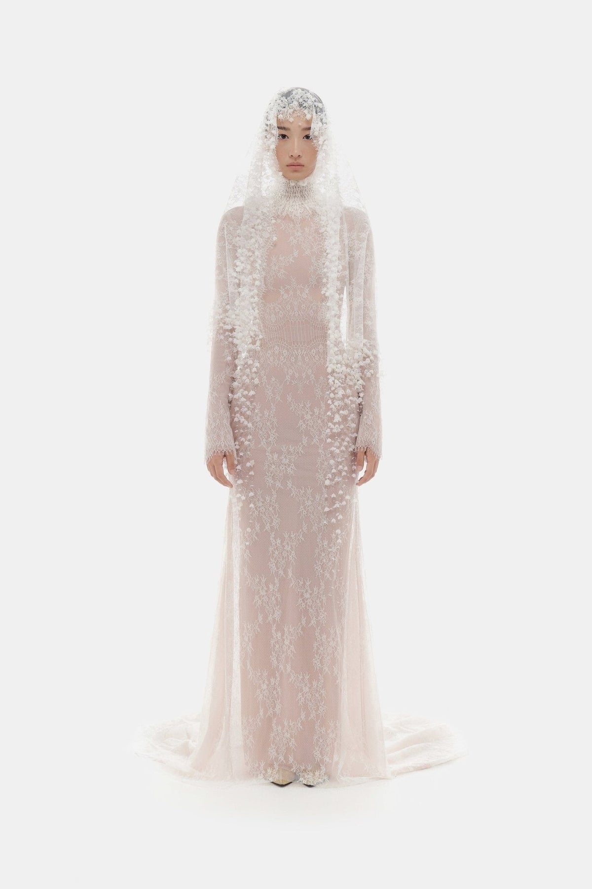 White Floral Lace Maxi Dress by Montsand