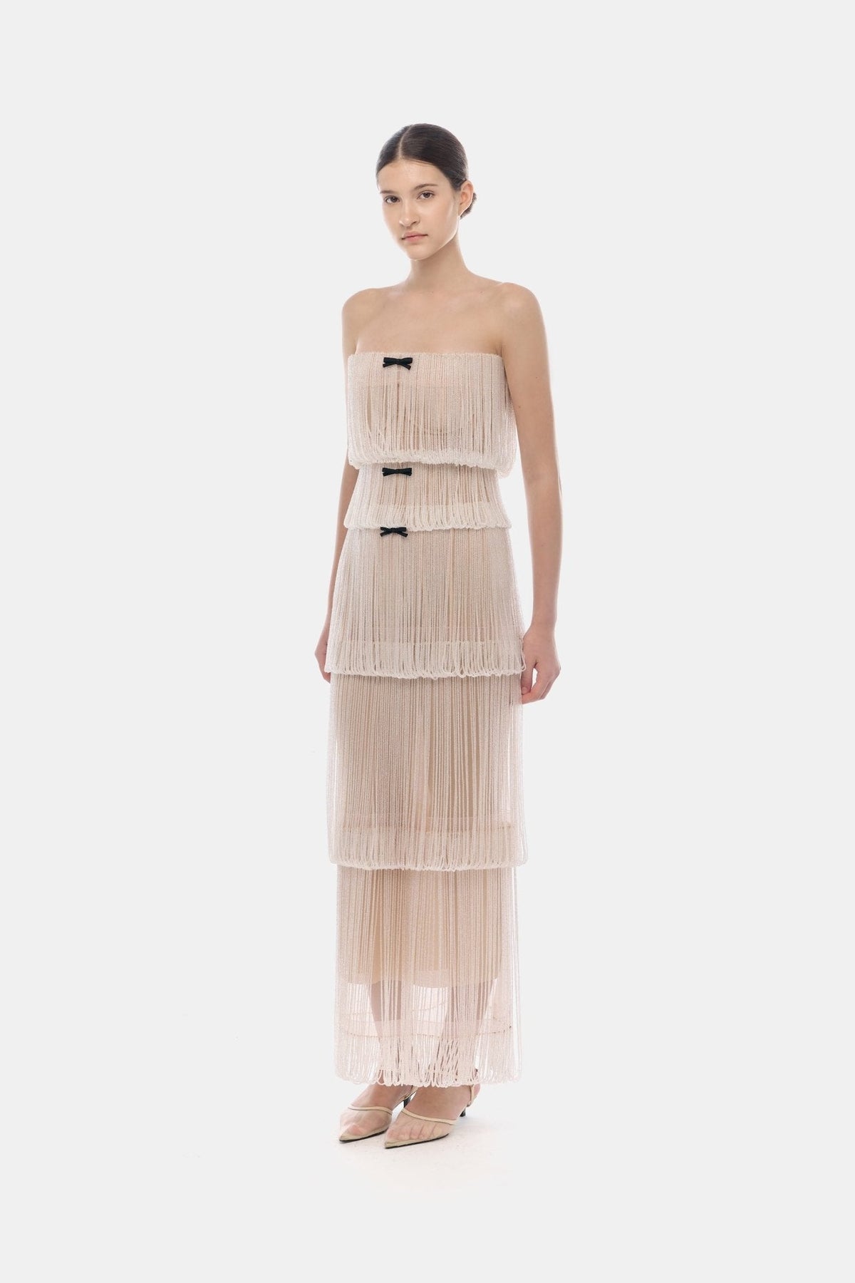 White Fringe Tube Dress by Montsand