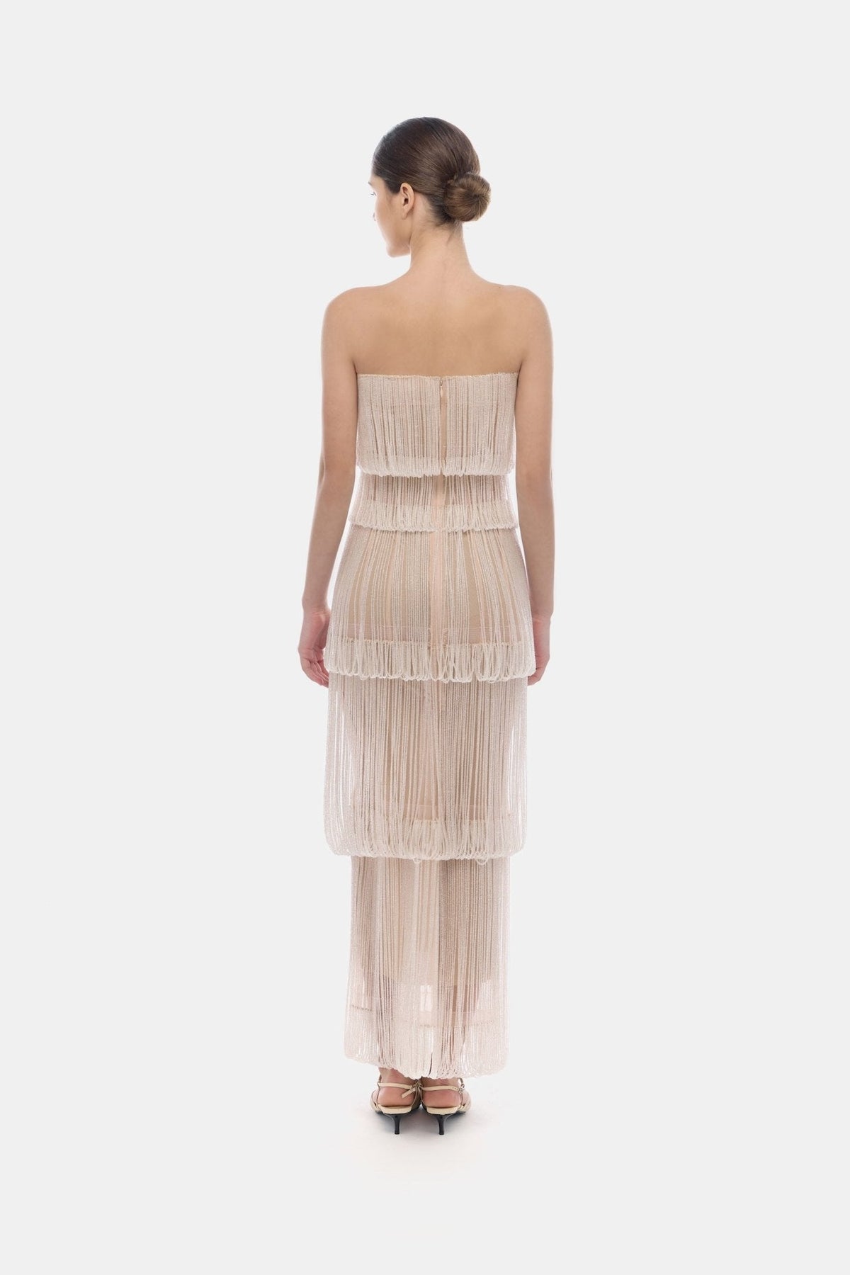 White Fringe Tube Dress by Montsand