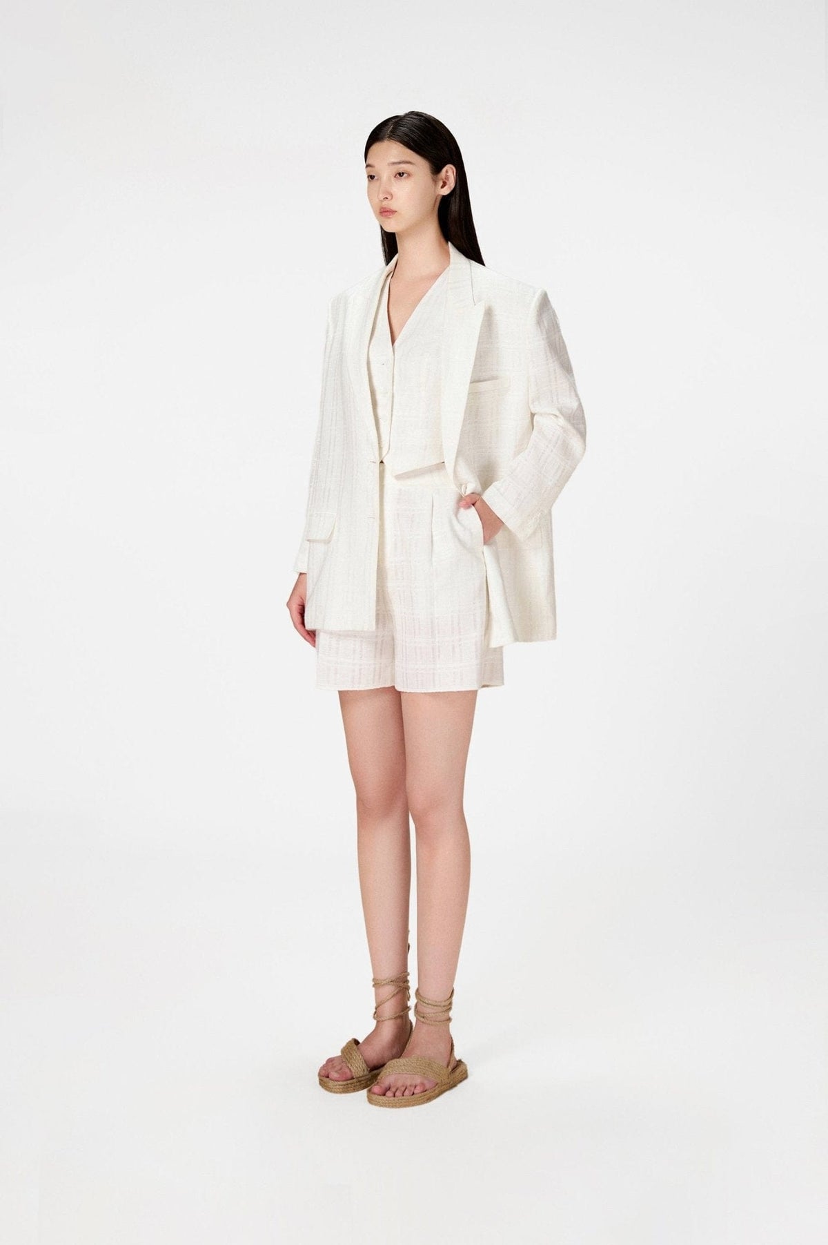 White Linen Blazer by Montsand