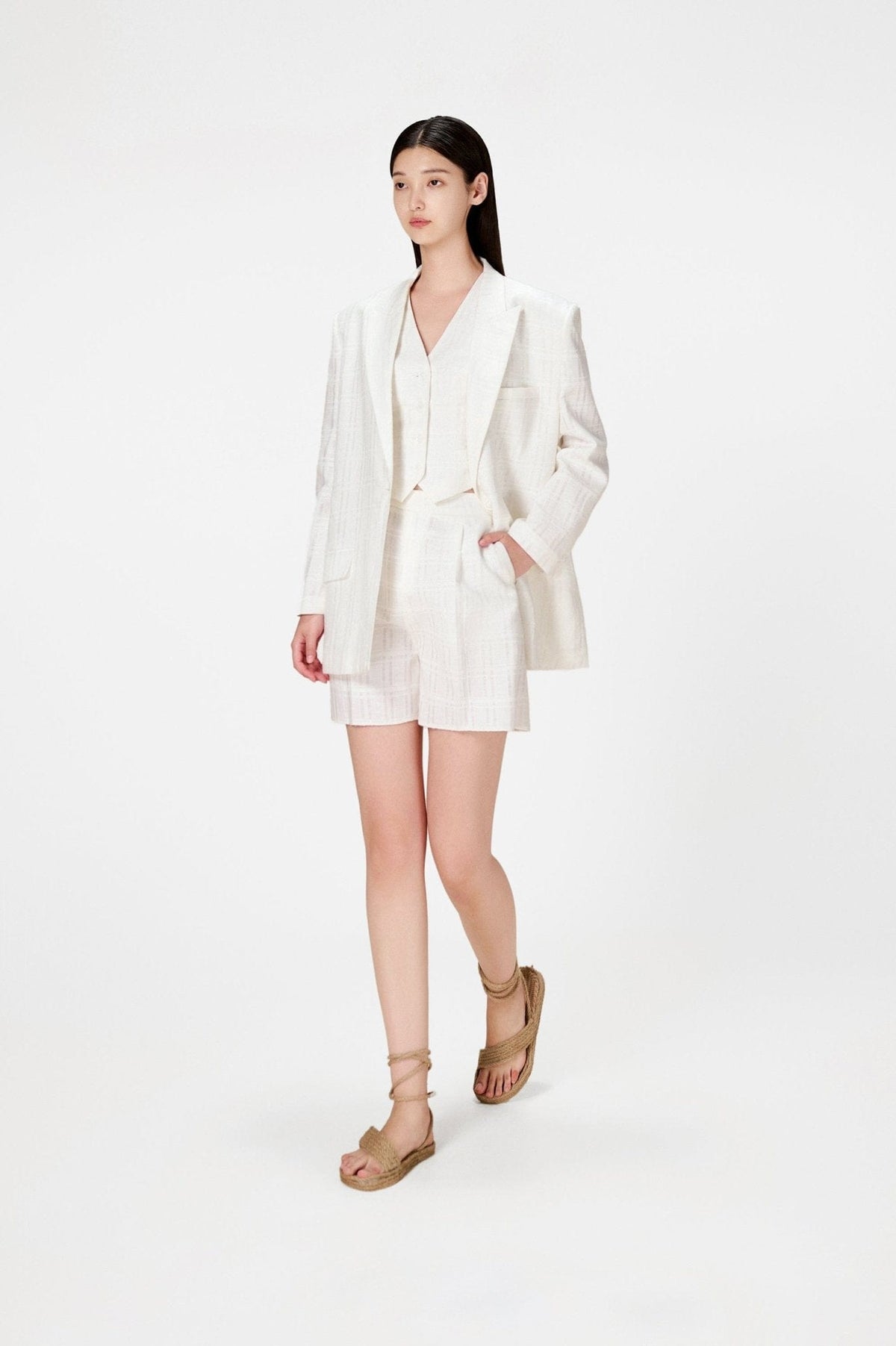 White Linen Blazer by Montsand