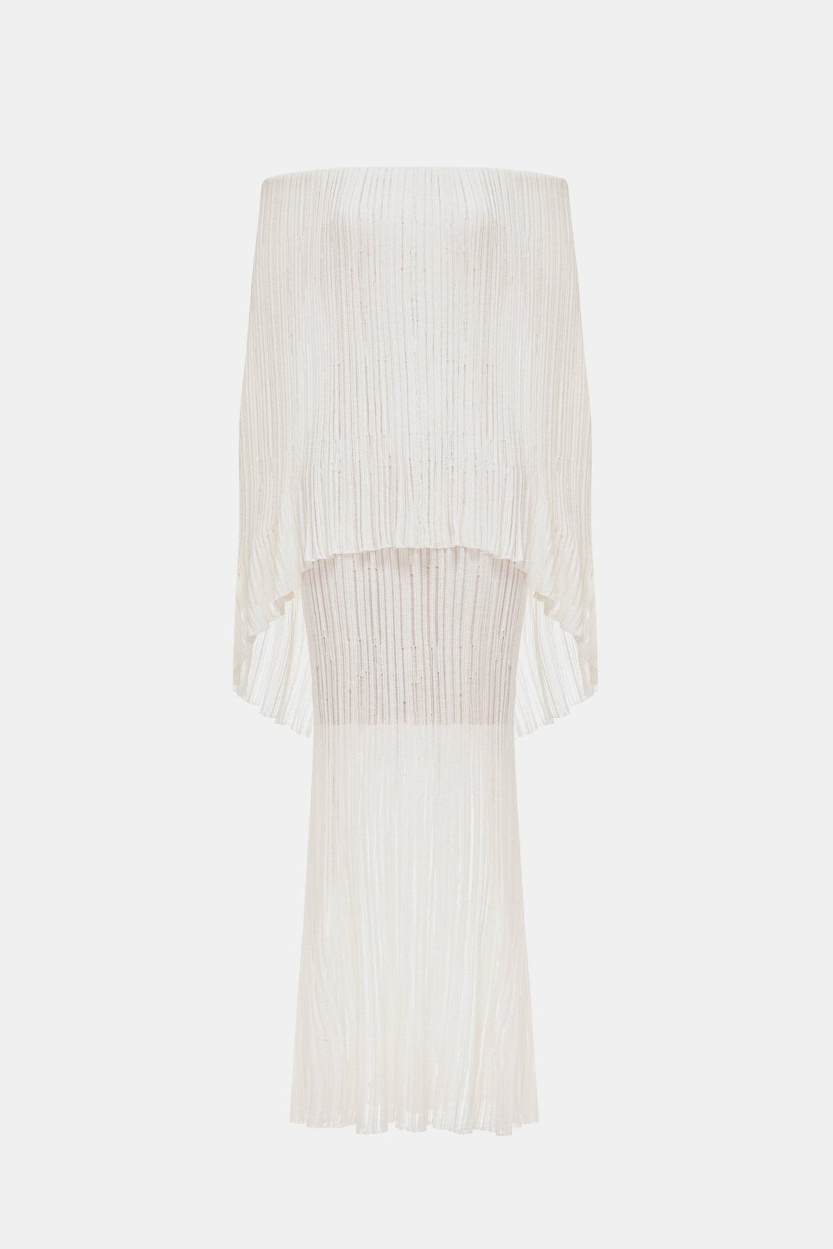 White Off-Shoulder Pleated Maxi Dress by Montsand