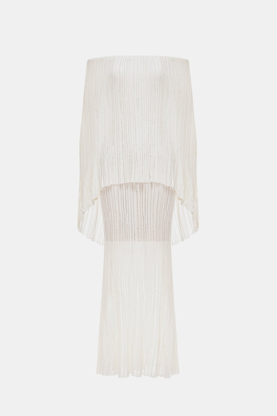 White Off-Shoulder Pleated Maxi Dress