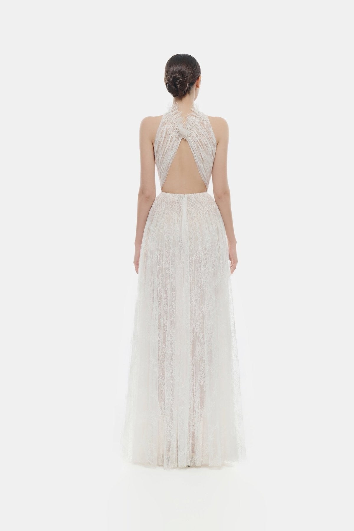 White Smocked Lace Maxi Dress by Montsand