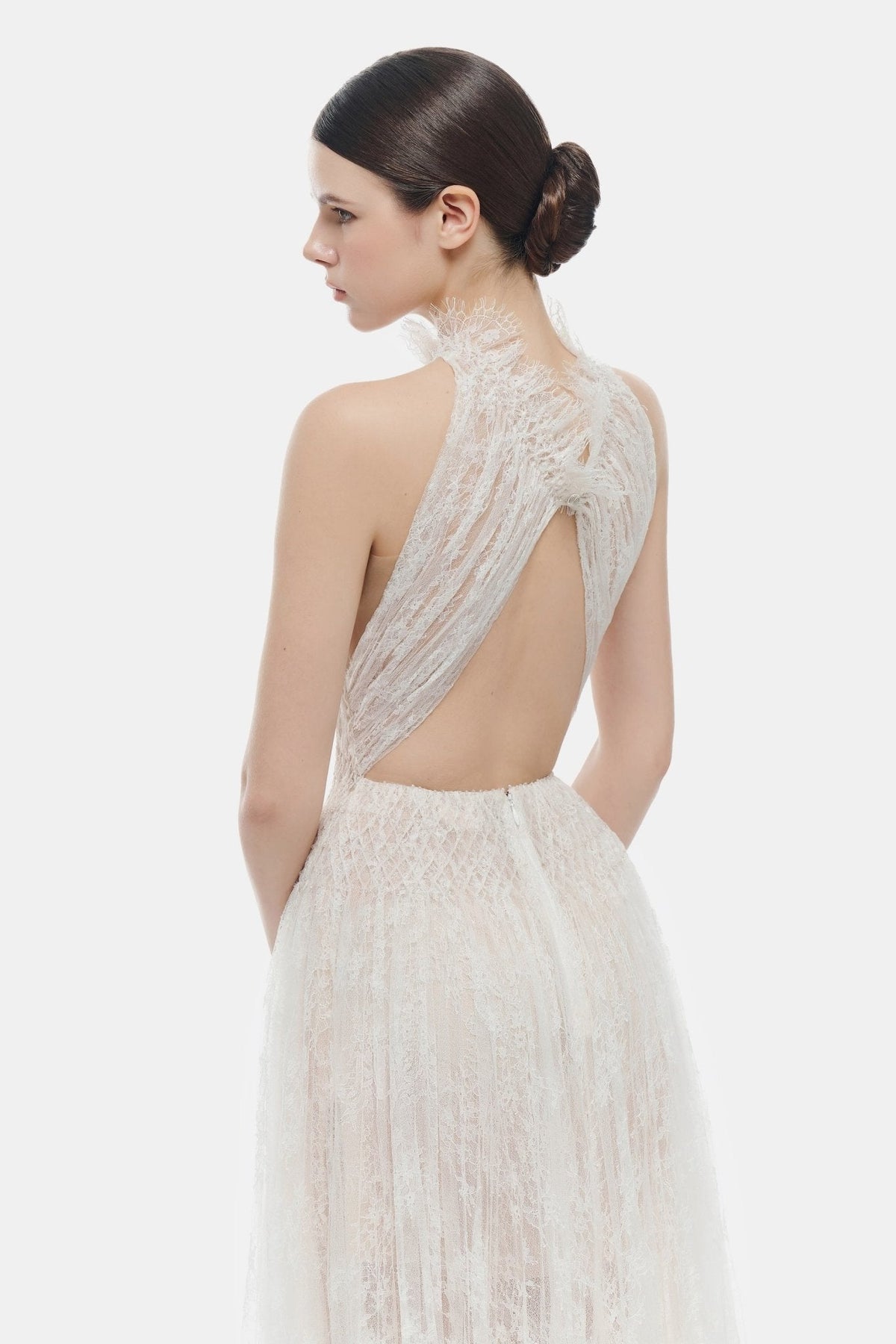 White Smocked Lace Maxi Dress by Montsand